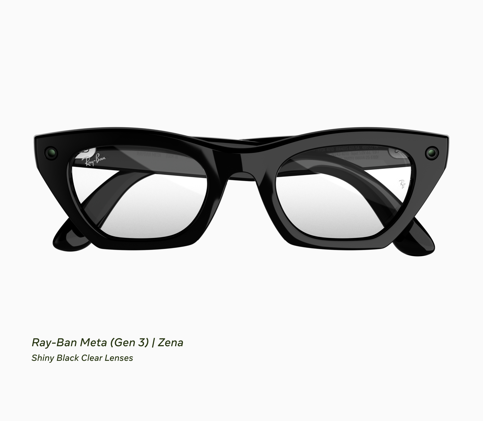 검은 캣아이 테의 Ray-Ban Meta (Gen 3) 제나 모델